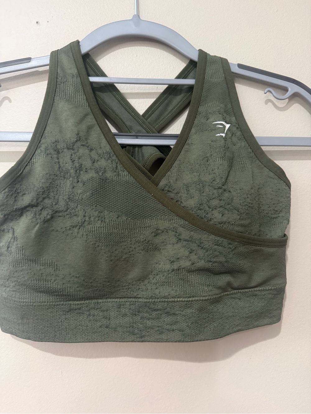 Gymshark Olive Green Seamless Cross-Back Sports Bra
